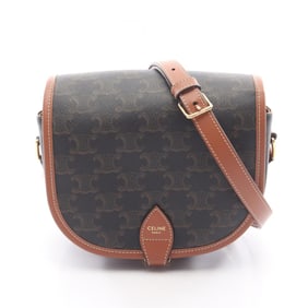 Celine Falco Medium Triomphe Shoulder Bag in Coated Canvas and Leather, Brown, 191502BZJ.04LU