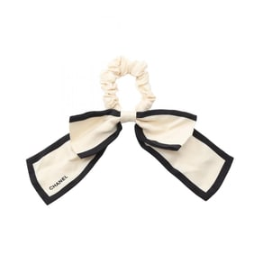 CHANEL Camellia Scrunchie Accessory Silk Women's White Black