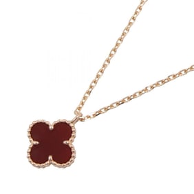 Van Cleef & Arpels Sweet Alhambra Necklace, 18K Pink Gold with Carnelian, Women's, and Red,