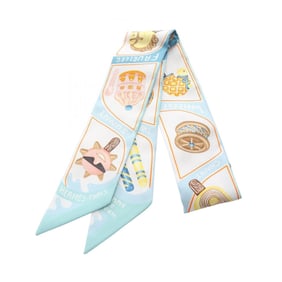 Hermes Hermès Twilly Funny Ice Cream Silk Scarf for Women in Multicolor Blue