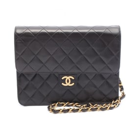 CHANEL Matelasse Single Flap Shoulder Bag in Lambskin Leather, Black