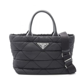Prada Tessuto Quiltin handbag in nylon and leather, women's, black, 1BG436