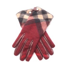 Burberry Gloves, Leather and Cashmere, Women's, Bordeaux, Multicolor