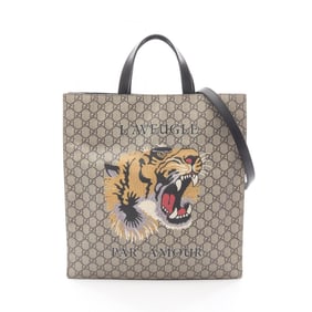 Gucci GG Supreme Tiger Tote Bag, Coated Canvas and Leather, Beige Multicolor, Men's Women's, 450950