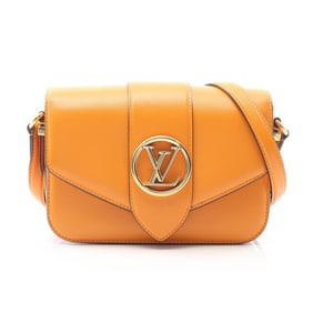 Louis Vuitton LV PONT 9 Shoulder Bag, Leather, Women's, Orange, Summer Gold, M55946