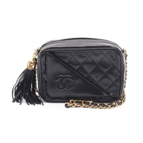 CHANEL Matelasse Coco Mark Camera Bag Shoulder in Lambskin Leather (Black)