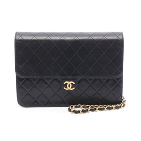 CHANEL Matelasse Shoulder Bag, Lambskin Leather, Women's, Black