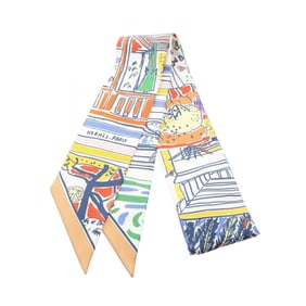 Hermes Hermès Rayures D'Ete Twilly Silk Scarf for Women in Multicolor