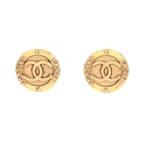 CHANEL Coco Mark Earrings, Gold Plated, Women's