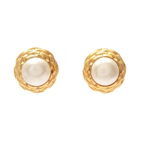 CHANEL Earrings, Gold Plated with Faux Pearls, Women's,