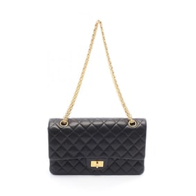 CHANEL 2.55 Matelasse Mademoiselle Chain Shoulder Bag in Lambskin Leather, Black