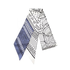 Hermes Hermès Twilly Eperon d'Or Bandana Silk Scarf for Women in White, Black, and Navy