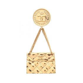 CHANEL Coco Mark Matelasse Bag Motif Brooch Accessory GP (Gold Plated) Women's Gold