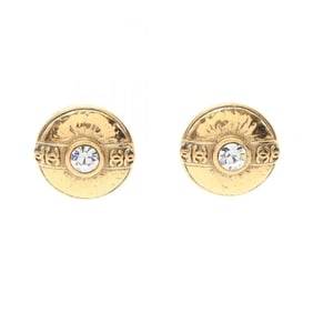 CHANEL Coco Mark Earrings, Gold Plated with Crystals, Women's, and Clear
