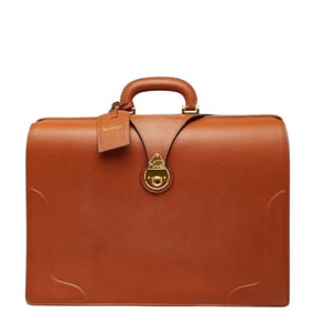 Burberry Check Business Bag Handbag Brown Leather Women's BURBERRY