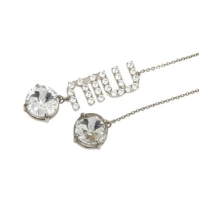 Miu Miu Miu logo rhinestone necklace choker in silver metal for women.