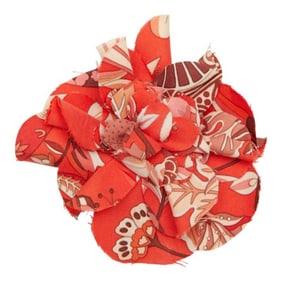 Hermes Flower Brooch Corsage Red Multicolor Silk Women's HERMES