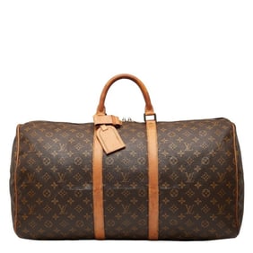 Louis Vuitton Monogram Keepall 55 Boston Bag/Travel Bag M41424 Brown Leather Women's LOUIS VUITTON