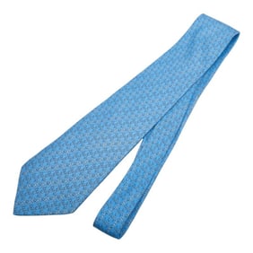 Hermes light blue silk tie for men