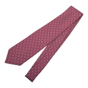 Hermes tie, red multicolor silk, women's.