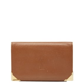Saint Laurent YSL logo business card holder/card case/pass case in brown leather for men.