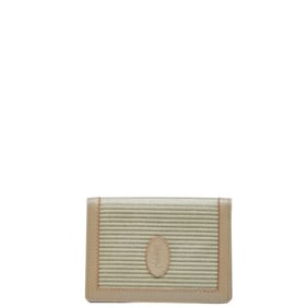Saint Laurent YSL logo business card holder/card case/pass case in beige leather and canvas for
