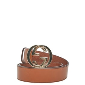 Gucci Interlocking G Belt, Sizes: 85-34, Brown Leather, 114876, Women's, GUCCI