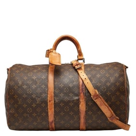 Louis Vuitton Monogram Keepall Bandouliere 50 Boston/Shoulder Bag, 2-Way, M41416, Brown Leather,
