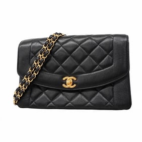 Chanel Diana Matelasse Chain Shoulder Bag in Caviar Skin, Black, Women's