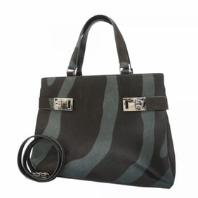 Salvatore Ferragamo Gancini handbag in black leather for women