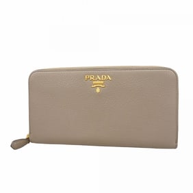 Prada long wallet in Saffiano leather, light brown and greige, for women