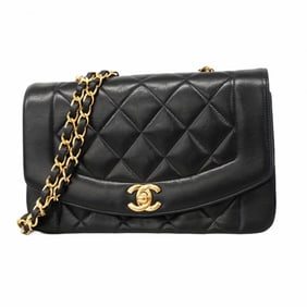 Chanel Diana Shoulder Bag, Chain Lambskin, Black, Women's