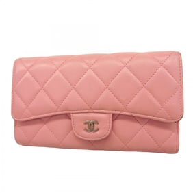 Chanel Matelasse Tri-fold Long Wallet in Lambskin, Pink, Women's