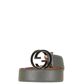 Gucci Guccissima Interlocking G Belt, Sizes: 85-34, Gray Leather, Men's, 411924