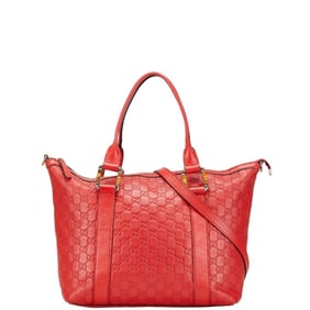 Gucci Guccissima Bamboo Tote Bag/Shoulder Bag 2WAY 339548 Red Leather Women's GUCCI