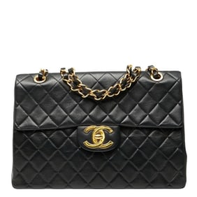 CHANEL Coco Mark Deca Matelasse 34 Crossbody Chain Shoulder Bag in Black Leather for Women