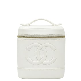 Chanel Coco Mark Vanity Bag Handbag White Caviar Skin Women's CHANEL