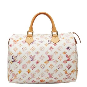 Louis Vuitton Monogram Watercolor Speedy 30 Handbag M95751 White Multicolor Leather Women's LOUIS
