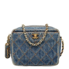 Chanel Coco Mark Matelasse Chain Shoulder Bag in Indigo Blue Denim for Women