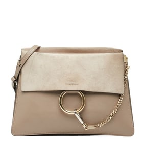 Chloé Chloe Faye Medium Shoulder Bag in Beige Leather and Suede for Women