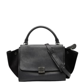 Celine Trapeze Small Handbag/Shoulder Bag, 2-Way, Black Leather and Suede, Women's, CELINE