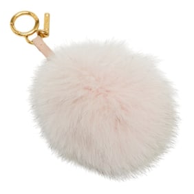 Fendi Pom Charm Bag Keychain Pink Beige Fur Leather Women's FENDI