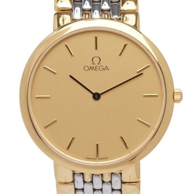 Omega De Ville Quartz Watch with Gold Dial and Stainless Steel Plated for Women