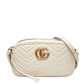 Gucci GG Marmont Crossbody Chain Shoulder Bag 447632 White Leather Women's GUCCI