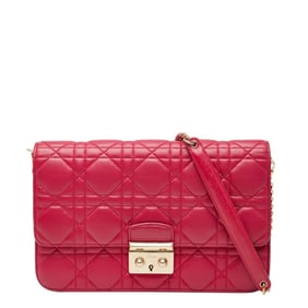 Christian Dior Dior Cannage Chain Shoulder Bag in Pink Leather for Women