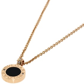 BVLGARI Onyx Shell Diamond Necklace in 18K Pink Gold for Women