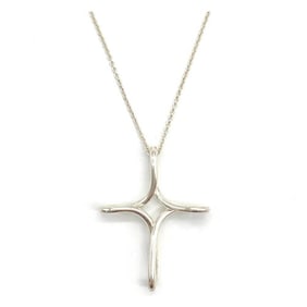 Tiffany & Co. Infinity Cross Large Necklace SV925 10.7g Silver Long 75cm Unisex