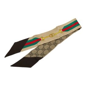 Gucci GG Print Horsebit Neck Bow in Beige and Multicolor for Women