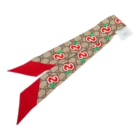 Gucci GG Print Apple Neck Bow 627485 Beige Multicolor Silk Women's GUCCI