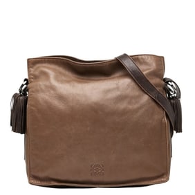 LOEWE Anagram Flamenco Tassel Shoulder Bag in Brown Leather for Women